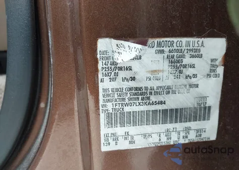 2003 Ford F-150 Lariat/Xlt z USA, uszkodzony, nr VIN 1FTRW07LX3KA65484